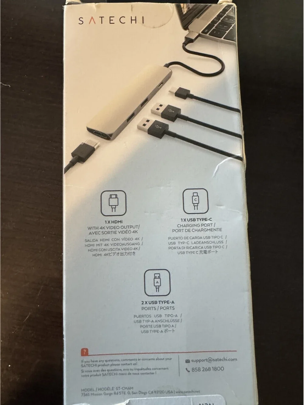 Satechi USB-C Multiport - Slim Adapter Space Grey Brand New Open Box
